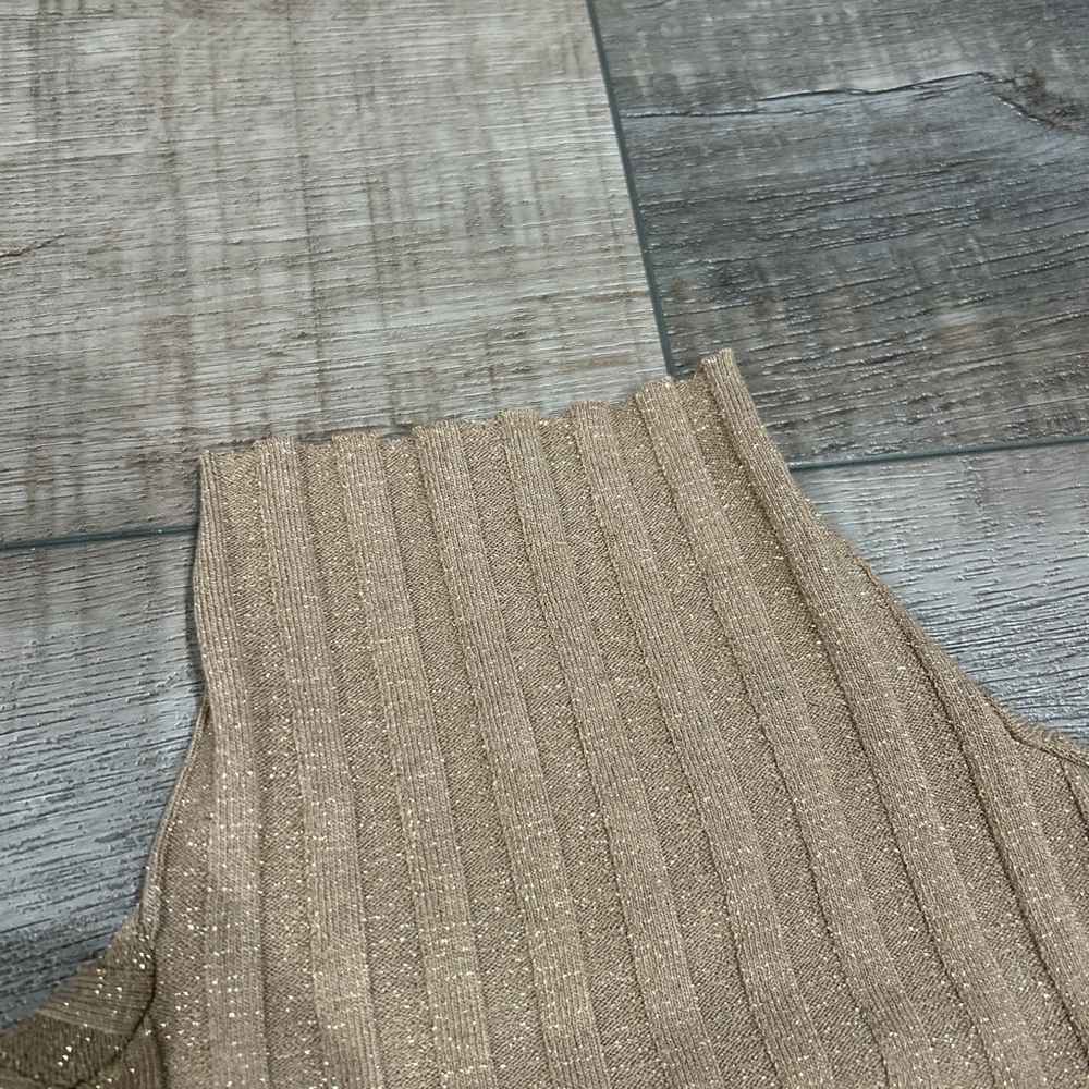 Enza Costa lurex sweater rib turtleneck long sleeve top - Picture 5 of 7